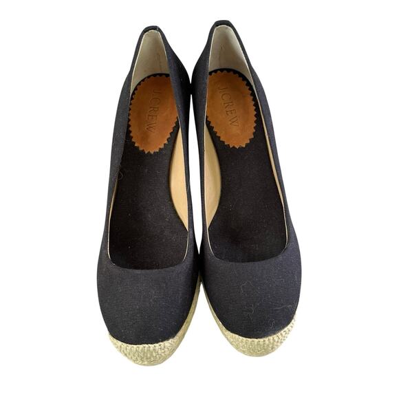J. Crew Shoes - NEW J Crew Women’s Size 6 Seville Canvas Espadrille Black Wedges Slip Ons 64498